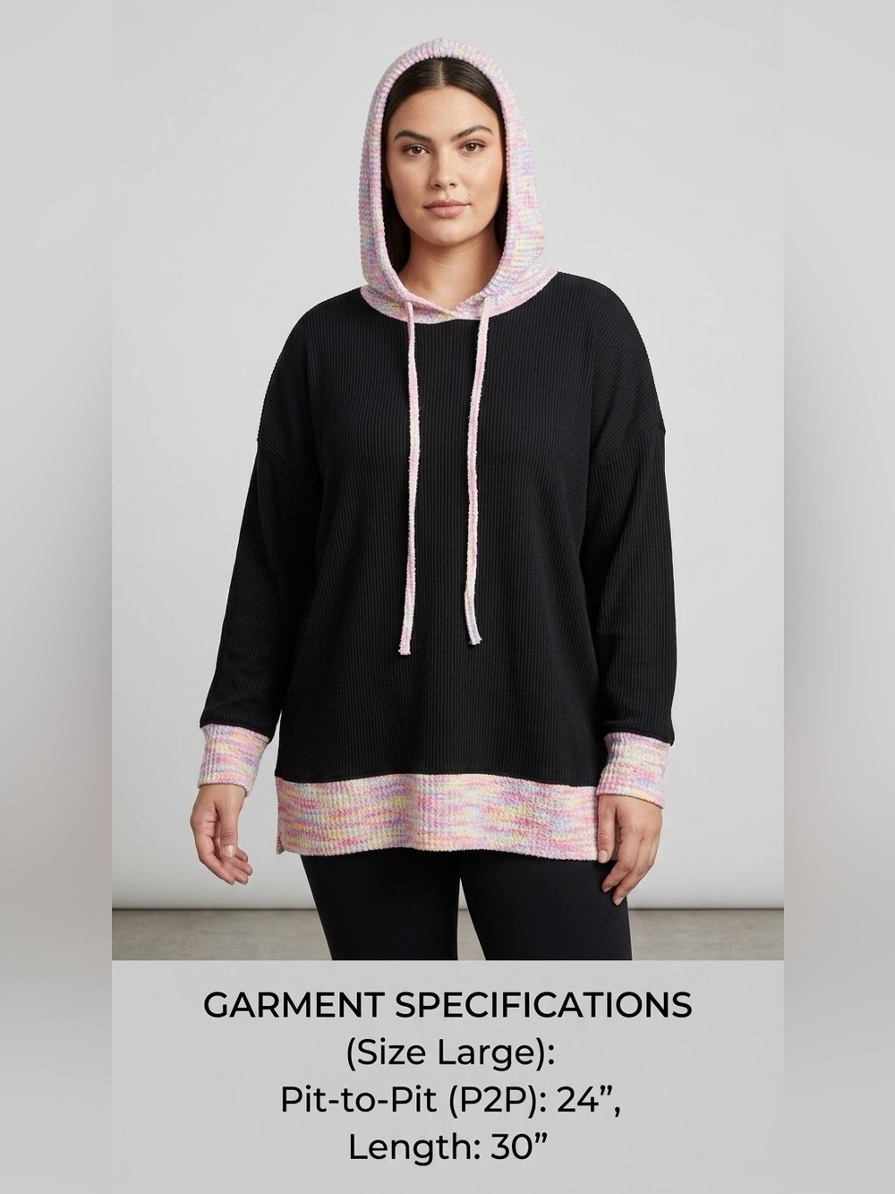 White birch Black Hoodie with Pink Multi-Color Trim